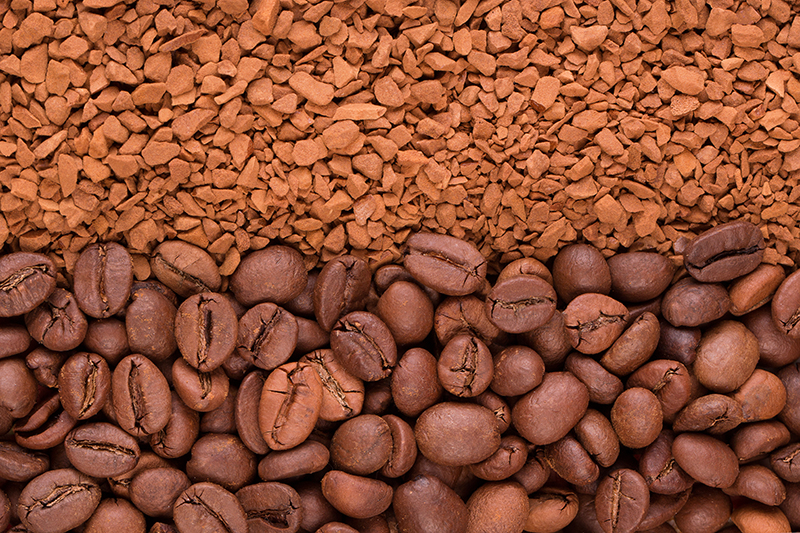 Coarse Ground Coffee and coffee beans